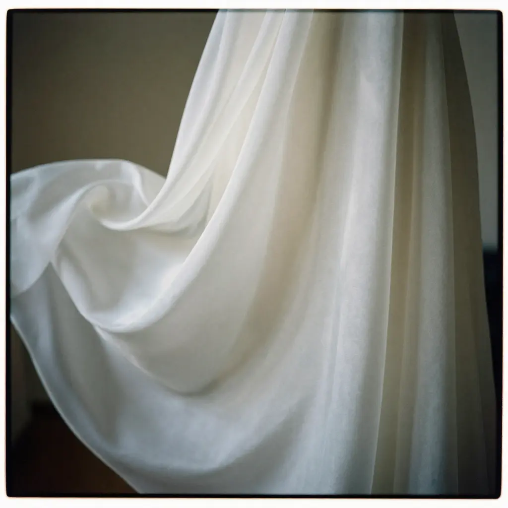 Flowing translucent fabric with soft natural light
